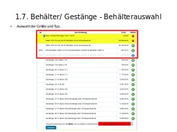 1.7. Behälter/ Gestänge - Behälterauswahl