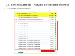 1.8. Behälter/Gestänge – Auswahl der Hauptarbeitsbreite